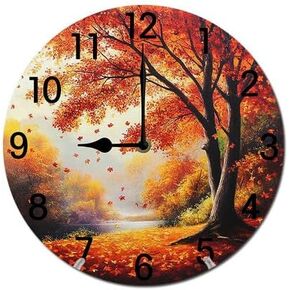 Cat with Flowers Round Wood Wall Clock, 10 Inch Battery Operated Analog Quiet Desk Clock for Home,Kitchen,Office,School,Bathroom in Saudi Arabia