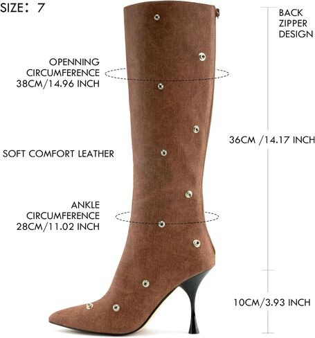KaroNairy Knee High Boots for Women Pointed Toe Stiletto High Heel Boot Detachable Snap-off Panel Fold Over Fall Shark Boots in Saudi Arabia