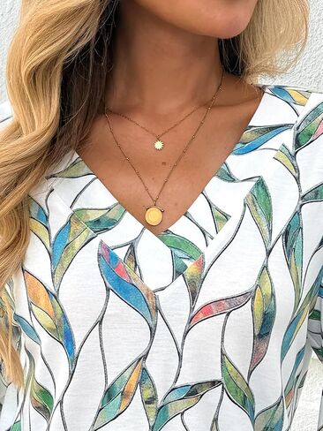 Dealmore Long Sleeve Shirts for Women Tops Fall Teacher Outfits T Shirt V Neck Top Colorful Basic Tees Tshirt Blouses in Kuwait