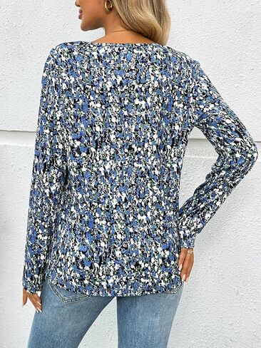 Dealmore قمصان طويلة الأكمام للنساء بلايز الخريف ملابس المعلم تي شيرت الخامس الرقبة الأعلى الملونة الأساسية تيز التي شيرت البلوزات in Kuwait