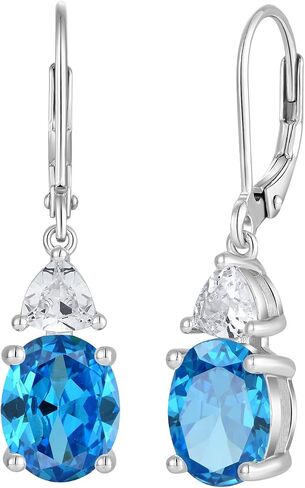 JO WISDOM Women Dangle Earrings,925 Sterling Silver Birthstone Leverback Earrings with 8 * 10mm Valentines Day Gifts for Her Jewelry Mothers Day Christmas Gifts for Women in Saudi Arabia