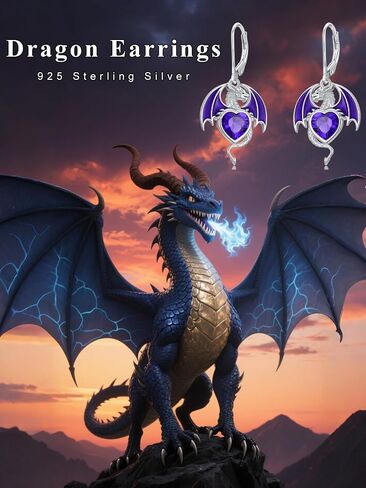 Dragon Earrings 925 Sterling Silver Dragon Dangle Earring Dragon Jewelry for Women Daughter in Saudi Arabia