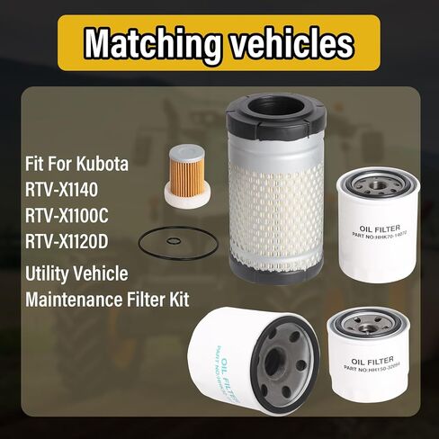 مجموعة مرشح الصيانة لكوبوتا RTV-X1140 RTV-X1100C RTV-X1120D فائدة مركبة استبدال ل HH150-32094 6A320-59930 in Kuwait