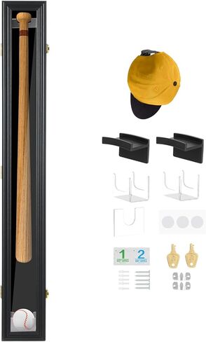 حافظة عرض مضرب بيسبول من Nice C، حامل مضرب بيسبول، حافظة عرض بيسبول، شاشة مضرب بيسبول، حامل جداري لمضرب بيسبول، حامل جداري لخفاش بيسبول، صندوق ظلال بإطار خشبي، 2 حافظة بيسبول (عبوة من قطعتين) in Kuwait