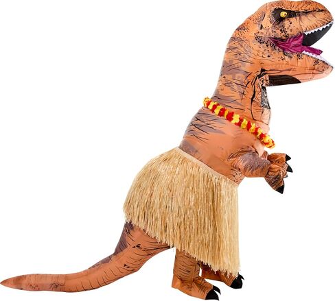 Rubies Luau Tropical Themed Inflatable T-Rex Dress Up Accessory Kit with Grass Skirt and Colorful Lei, One Size in Saudi Arabia