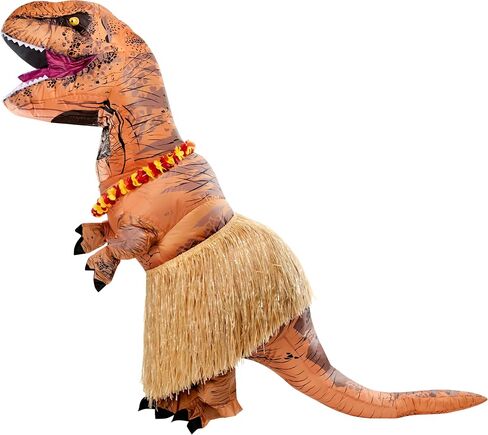 Rubies Luau Tropical Themed Inflatable T-Rex Dress Up Accessory Kit with Grass Skirt and Colorful Lei, One Size in Saudi Arabia