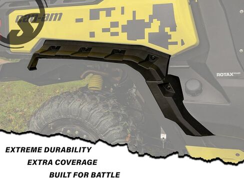 SuperATV Fender Flares Mud Guards for Can Am Defender HD 5/8 / 10 / MAX (See Fitment) | 2 Front, 2 Rear Flares | Extends 4" from The Body | Blocks Rocks, Dirt, Sand, Mud, & Debris in Saudi Arabia
