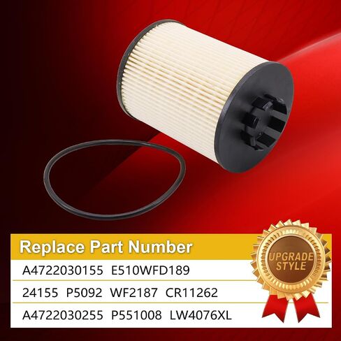 Heavy Duty Water Coolant Cartridge A4722030155 Fuel Filter Compatible with DD13 DD15 DD16 Detroit Diesel Engine Replace for 24155 P5092 WF2187 CR11262 A4722030255 P551008 LW4076XL E510WFD189 in Saudi Arabia