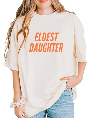 تي شيرت Eldest Daughter للجنسين، ناعم كلاسيكي، مصبوغ بالملابس، مقاس مريح in Kuwait