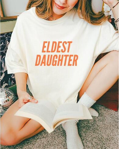 تي شيرت Eldest Daughter للجنسين، ناعم كلاسيكي، مصبوغ بالملابس، مقاس مريح in Kuwait