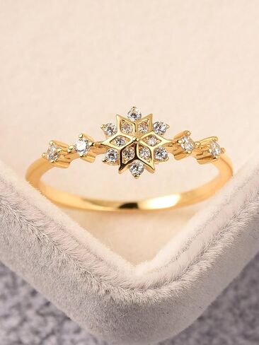 1pc Unique Elegant Snowflake Thin Ring For Women Sterling Silver Glamorous Fine Jewelry Gift Birthday Gifts for Women in Saudi Arabia