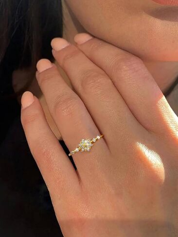 1pc Unique Elegant Snowflake Thin Ring For Women Sterling Silver Glamorous Fine Jewelry Gift Birthday Gifts for Women in Saudi Arabia
