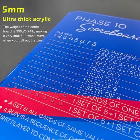 Orionix Phase 10 Score Board - 2025 Phase 10 Scoreboard Game, Phase 10 Card Game Wooden Made, Phase 10 Scoreboard Round Tracker Board Card Games Night Table Score with 10 Colored Pegs in Saudi Arabia
