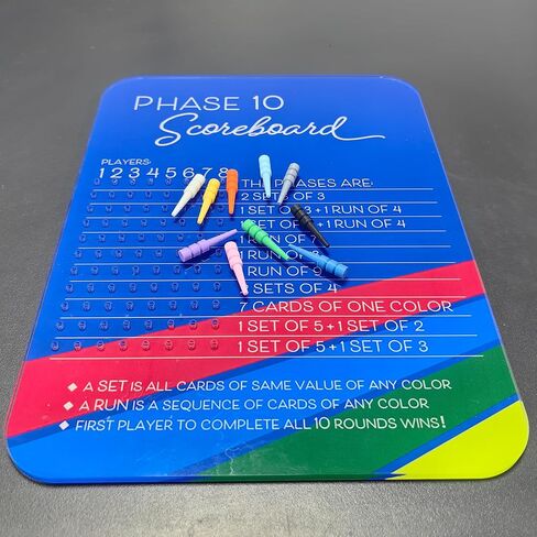 Orionix Phase 10 Score Board - 2025 Phase 10 Scoreboard Game, Phase 10 Card Game Wooden Made, Phase 10 Scoreboard Round Tracker Board Card Games Night Table Score with 10 Colored Pegs in Saudi Arabia