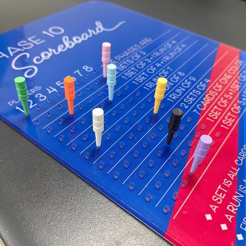 Orionix Phase 10 Score Board - 2025 Phase 10 Scoreboard Game, Phase 10 Card Game Wooden Made, Phase 10 Scoreboard Round Tracker Board Card Games Night Table Score with 10 Colored Pegs in Saudi Arabia