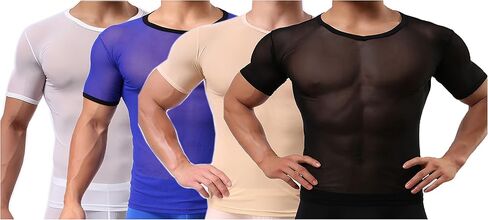 قمصان داخلية مثيرة للرجال، قمصان شبكية شفافة، قمصان للتمرين، تي شيرت علوي in Kuwait
