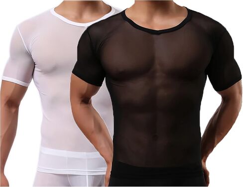 قمصان داخلية مثيرة للرجال، قمصان شبكية شفافة، قمصان للتمرين، تي شيرت علوي in Kuwait