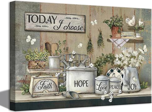 Rustic Kitchen Canvas Wall Art Vintage Farmhouse Wall Decor Picture Still Life Kitchen Poster Dining Room Print Farm Positive Inspirational Painting Artwork for Living Room Home Decoration,12x16in in Saudi Arabia