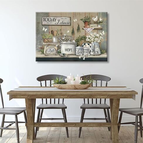 Rustic Kitchen Canvas Wall Art Vintage Farmhouse Wall Decor Picture Still Life Kitchen Poster Dining Room Print Farm Positive Inspirational Painting Artwork for Living Room Home Decoration,12x16in in Saudi Arabia