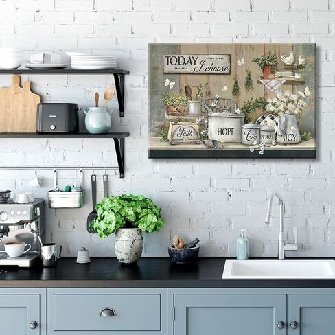 Rustic Kitchen Canvas Wall Art Vintage Farmhouse Wall Decor Picture Still Life Kitchen Poster Dining Room Print Farm Positive Inspirational Painting Artwork for Living Room Home Decoration,12x16in in Saudi Arabia