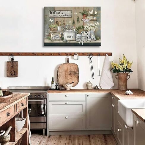 Rustic Kitchen Canvas Wall Art Vintage Farmhouse Wall Decor Picture Still Life Kitchen Poster Dining Room Print Farm Positive Inspirational Painting Artwork for Living Room Home Decoration,12x16in in Saudi Arabia