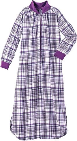 AmeriMark Cozy Flannel MuuMuu Zip-Front Lounger – Women's Warm Long Sleeve House Dress – Sleepwear Gown for Lounging Relaxing in Saudi Arabia