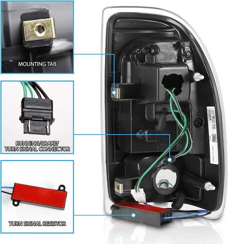 AmeriLite C-Type LED Tube Dark Smoked Tail Lights مجموعة مصابيح الفرامل لـ 1997-2004 دودج داكوتا - جانب الركاب والسائق in Saudi Arabia