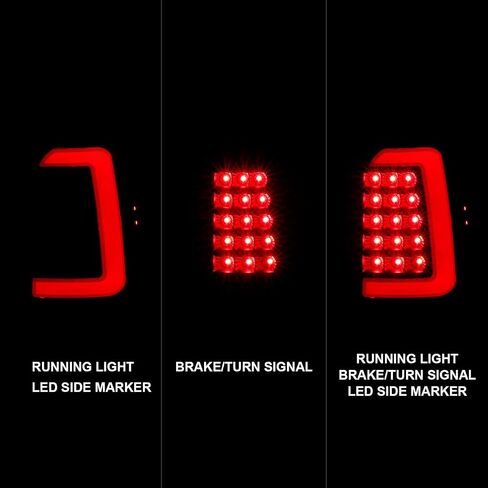 AmeriLite C-Type LED Tube Dark Smoked Tail Lights مجموعة مصابيح الفرامل لـ 1997-2004 دودج داكوتا - جانب الركاب والسائق in Saudi Arabia