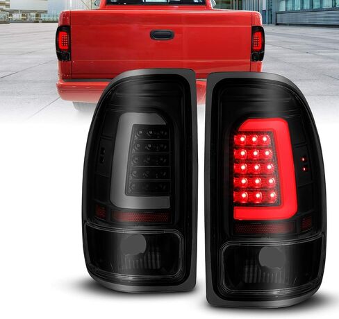 AmeriLite C-Type LED Tube Dark Smoked Tail Lights مجموعة مصابيح الفرامل لـ 1997-2004 دودج داكوتا - جانب الركاب والسائق in Saudi Arabia