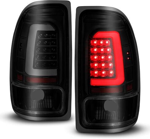 AmeriLite C-Type LED Tube Dark Smoked Tail Lights مجموعة مصابيح الفرامل لـ 1997-2004 دودج داكوتا - جانب الركاب والسائق in Saudi Arabia