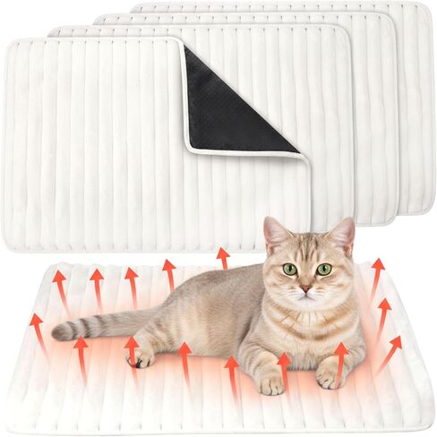 Nuanchu 4 Pack Self Warming Cat Bed Self Heating Cat Dog Mat 18 x 24 inch Self Heating Dog Crate Pad Extra Warm Thermal Pet Pad for Indoor Outdoor Pets with Removable Cover Non Slip Bottom in Saudi Arabia