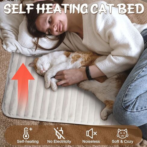 Nuanchu 4 Pack Self Warming Cat Bed Self Heating Cat Dog Mat 18 x 24 inch Self Heating Dog Crate Pad Extra Warm Thermal Pet Pad for Indoor Outdoor Pets with Removable Cover Non Slip Bottom in Saudi Arabia