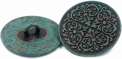 Bezelry 12 Pieces Mandala Metal Shank Buttons. 23mm. (Antique Silver) in Saudi Arabia