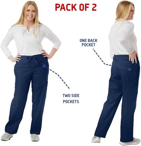 SPECTRUM UNIFORMS Unisex Scrub Pant Bottom Elastic and Drawstring Waist Pant Ideal for Medical Professionals Pant -Pack of 2 in Kuwait