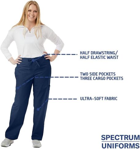 SPECTRUM UNIFORMS Unisex Scrub Pant Bottom Elastic and Drawstring Waist Pant Ideal for Medical Professionals Pant -Pack of 2 in Kuwait