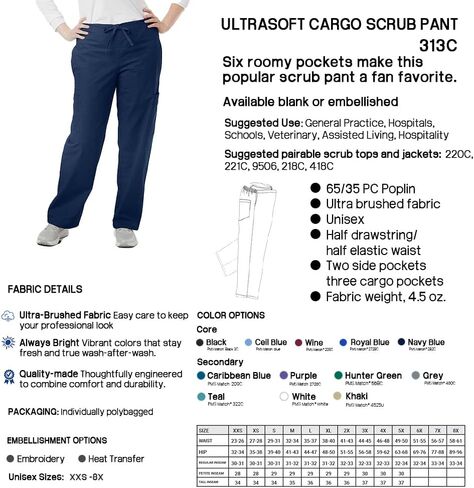 SPECTRUM UNIFORMS Unisex Scrub Pant Bottom Elastic and Drawstring Waist Pant Ideal for Medical Professionals Pant -Pack of 2 in Kuwait