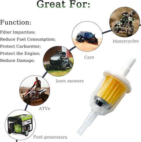 1/4 Inch x 5/16 Inch Inline Fuel Filter for Motorcycles, UTVs, Lawn Mowers, Agricultural Equipment and others (Pack of 10) in Saudi Arabia