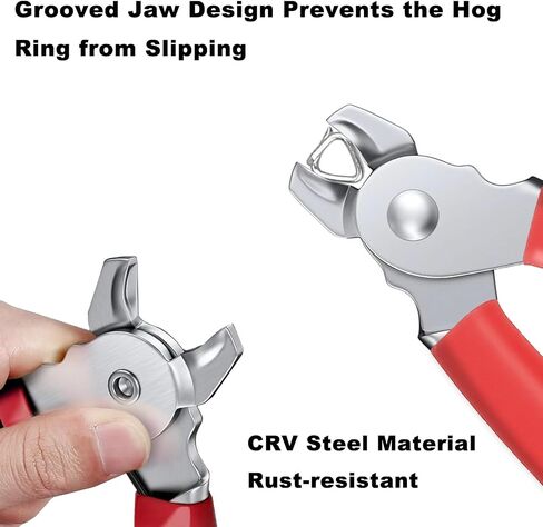 Hog Ring Pliers Kit with 300 Pcs 3/4" 1/2" 3/8" Galvanized Steel Hog Rings, Straight Hog Ring Pliers Kit for Auto Upholstery, Fence, Animal Pet Cages, Bungee Cords, Bagging, DIY Craf, Furniture in Saudi Arabia