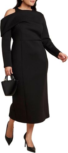 ELOQUII Women's Plus Size Drape Effect Midi Dress in Saudi Arabia