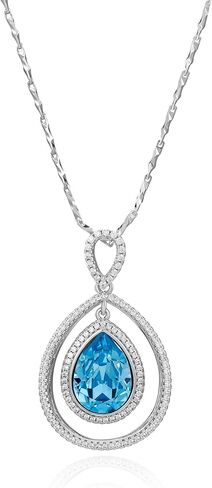 XUPING Crystal Necklace for Women Teardrop Crystal Pendant Necklace Fine Jewelry Silver Dainty Pendant Necklace Cubic Zirconia Necklace Anniversary Birthday Valentine's Day Gift in Saudi Arabia