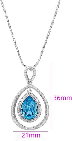 XUPING Crystal Necklace for Women Teardrop Crystal Pendant Necklace Fine Jewelry Silver Dainty Pendant Necklace Cubic Zirconia Necklace Anniversary Birthday Valentine's Day Gift in Saudi Arabia