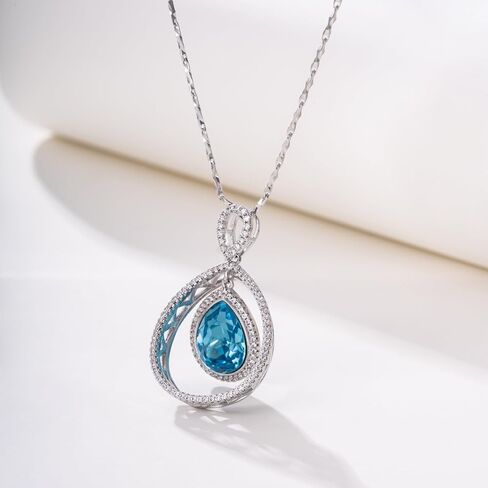 XUPING Crystal Necklace for Women Teardrop Crystal Pendant Necklace Fine Jewelry Silver Dainty Pendant Necklace Cubic Zirconia Necklace Anniversary Birthday Valentine's Day Gift in Saudi Arabia