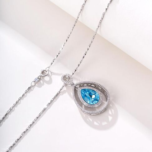 XUPING Crystal Necklace for Women Teardrop Crystal Pendant Necklace Fine Jewelry Silver Dainty Pendant Necklace Cubic Zirconia Necklace Anniversary Birthday Valentine's Day Gift in Saudi Arabia