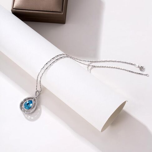 XUPING Crystal Necklace for Women Teardrop Crystal Pendant Necklace Fine Jewelry Silver Dainty Pendant Necklace Cubic Zirconia Necklace Anniversary Birthday Valentine's Day Gift in Saudi Arabia