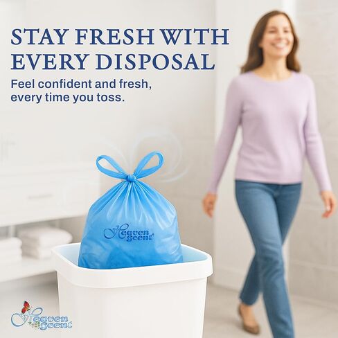 Heaven Scent Hygiene Bags Discreet Waste Disposal (Made in the USA) for Adult Briefs & Feminine Products - Mild Baby Powder Scented Trash Bags - Small, 50 Bags in Saudi Arabia