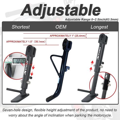 Xitomer 0-2.5'' Side Kickstand Fit for Grom MXS125 2017-2025 Grom, Monkey 125 2019-2025 Foot Side Motorcycle Kickstand stand Support in Saudi Arabia