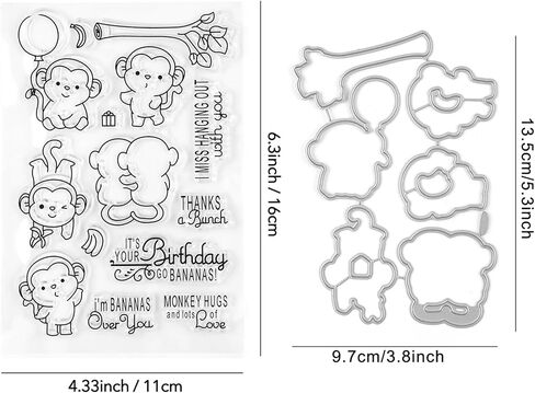 Briartw قرد واضح ختم، 4x6 بوصة الحيوانات سيليكون Stamps DIY بها بنفسك بطاقات صنع سكرابوكينغ ختم النقش الألبوم الحرفية in Saudi Arabia