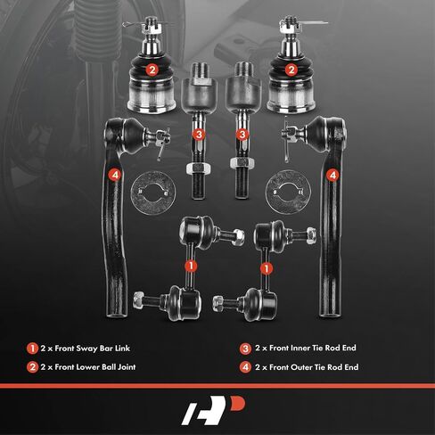 A-Premium Set of 8, Front Sway Bar Link, Upper Lower Ball Joint, Inner Outer Tie Rod End, Compatible with Honda Accord 2008 2009 2010 2011 2012 in Saudi Arabia