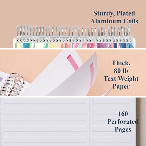 Erin Condren 8.5" X 11" Spiral Bound Productivity Notebook - Kaleidoscope Colorful, 160 Lined Page & To Do List Organizer Notebook, 80Lb Thick Paper, Stickers Included in Kuwait