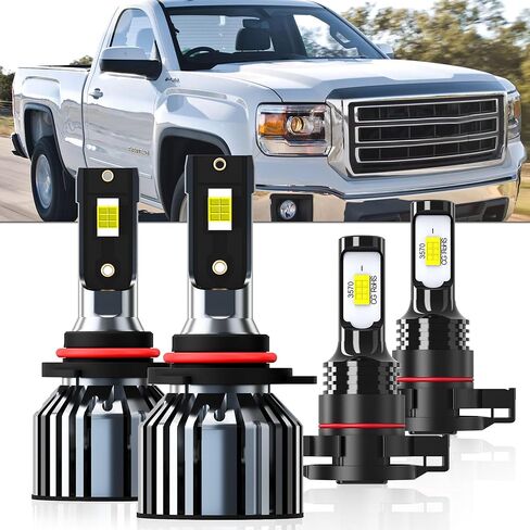متوافق مع GMC Sierra 1500 2014 2015 9012 High/Low Beam + H16/5202 مصابيح الضباب، عبوة من 4 قطع in Kuwait